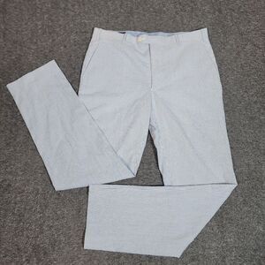 Crown & Ivy Seersucker Mens Modern Fit Pant Size 34W × 32L Blue White Striped